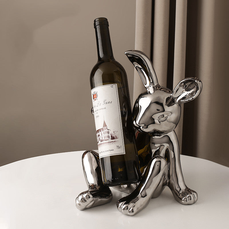 Chrome Rabbit Wine Holder