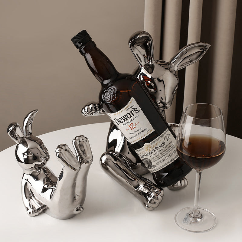 Chrome Rabbit Wine Holder