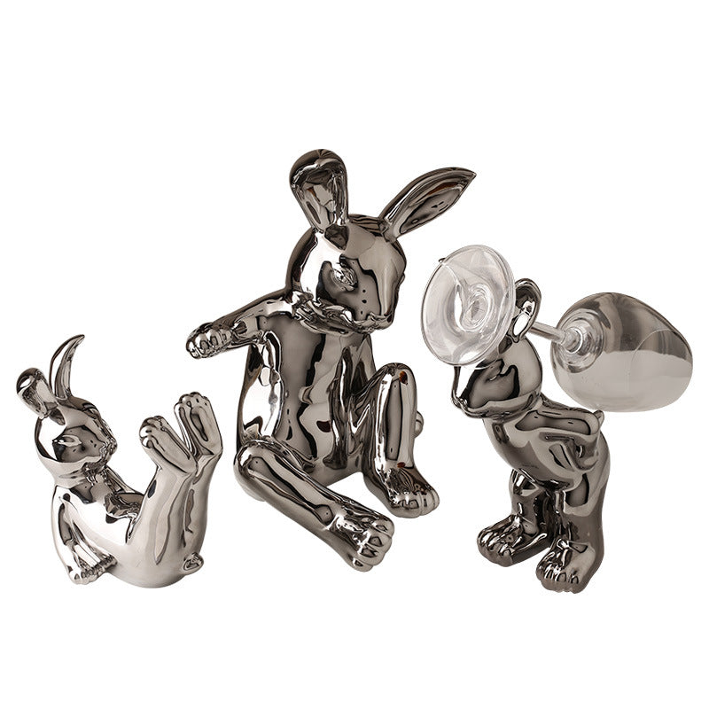 Chrome Rabbit Wine Holder